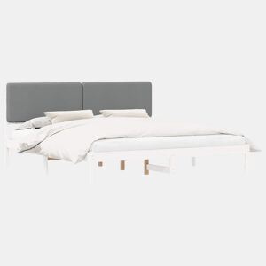 Estrutura de Cama de casal moderno com Cabeceira Estofada Cinzento-claro