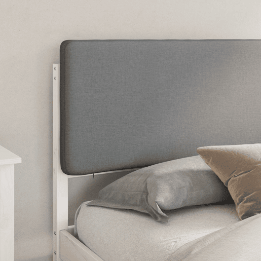 Estrutura de Cama de casal moderno com Cabeceira Estofada Cinzento-claro