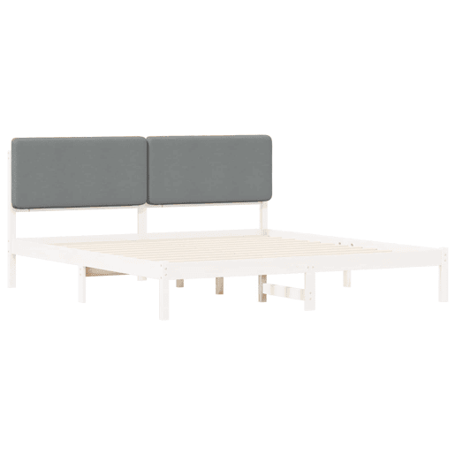 Estrutura de Cama de casal moderno com Cabeceira Estofada Cinzento-claro