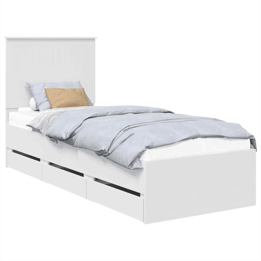 Estrutura de cama de solteiro para adultos Branco 75 x 190 cm Madeira de Engenharia