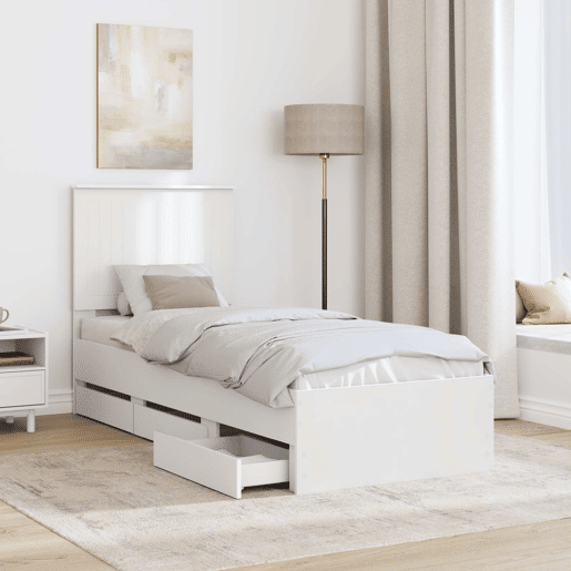 Estrutura de cama de solteiro para adultos Branco 75 x 190 cm Madeira de Engenharia