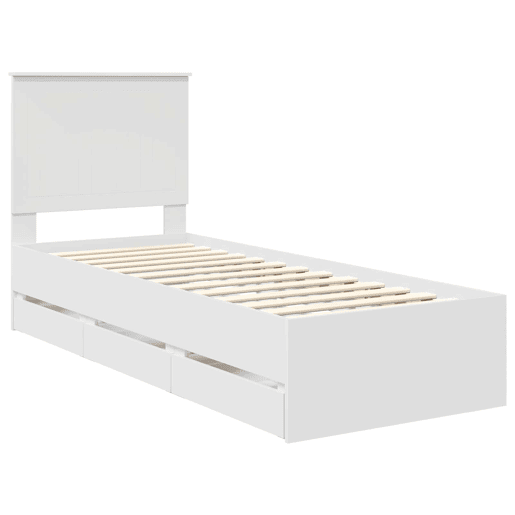 Estrutura de cama de solteiro para adultos Branco 75 x 190 cm Madeira de Engenharia