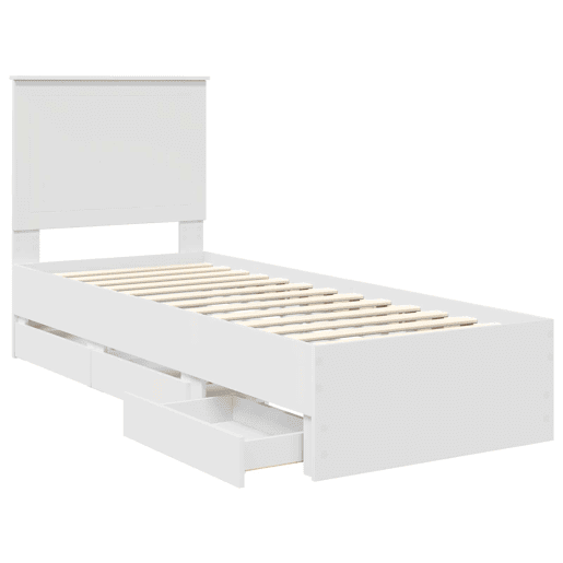 Estrutura de cama de solteiro para adultos Branco 75 x 190 cm Madeira de Engenharia