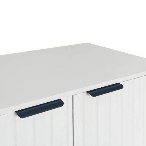 Aparador baixo - Estilo escandinavo - 2 portas decorativas com riscas verticais - Branco