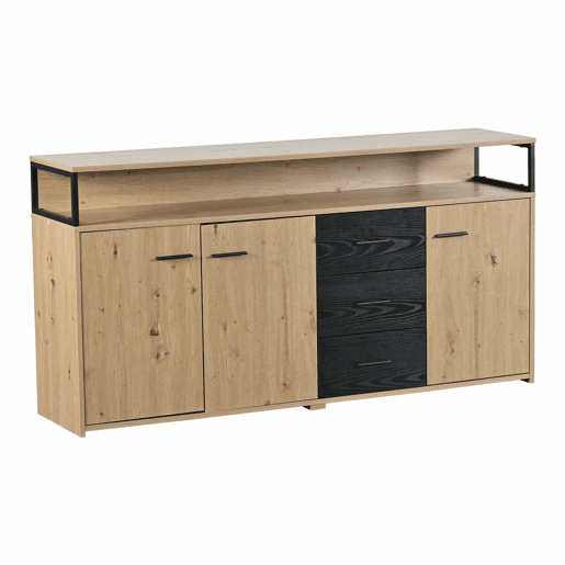 Aparador baixo - 3 portas e 3 gavetas - estilo industrial - Natural e preto Aparador baixo - 3 portas e 3 gavetas - estilo industrial - Natural e preto