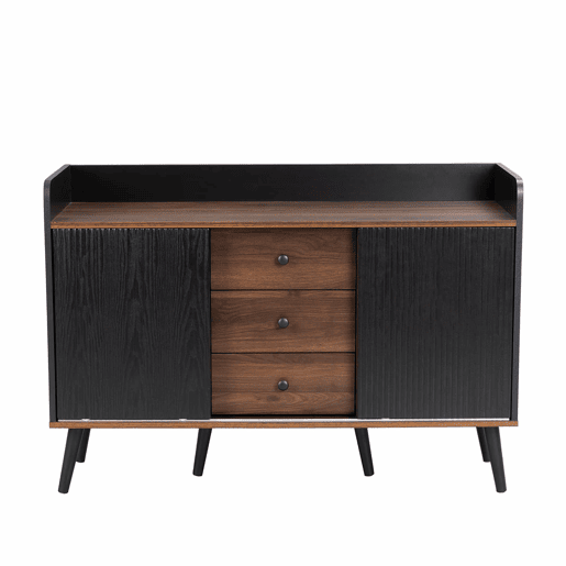Aparador 117,5x40x80 cm - Três gavetas, design moderno em madeira - Preto