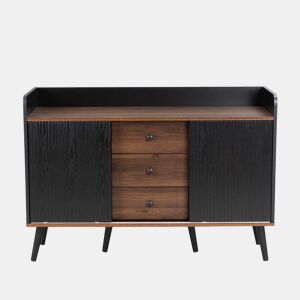 Aparador 117,5x40x80 cm - Três gavetas, design moderno em madeira - Preto