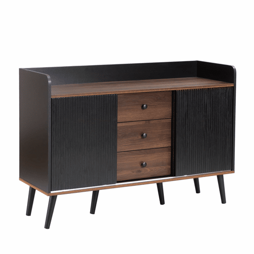 Aparador 117,5x40x80 cm - Três gavetas, design moderno em madeira - Preto