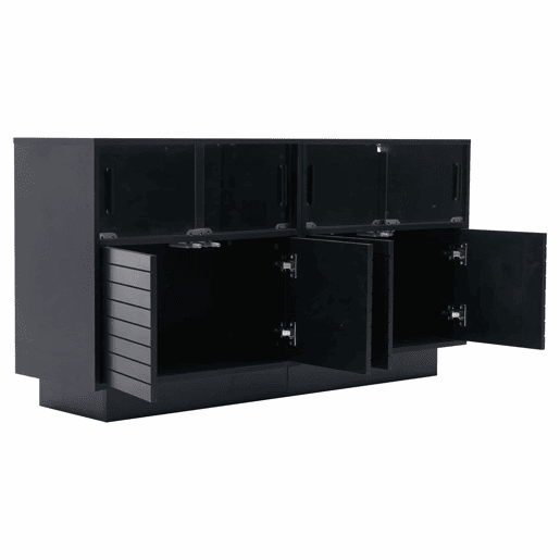 Móvel de arrumação 130x35x68 cm - Com 2 armários, 4 compartimentos, portas de vidro, com luz LED, moderno, com amplo espaço de arrumação