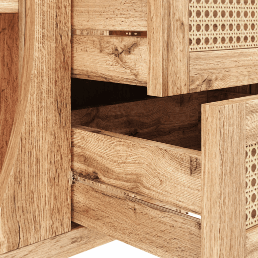 Móvel auxiliar - 120x40x75 cm - com portas de correr, prateleiras ajustáveis e superfície arredondada - cor Natural