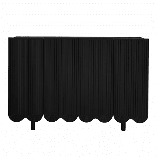 Aparador moderno - 4 portas em U com prateleiras - Preto