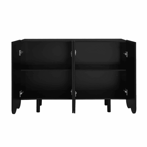 Aparador moderno - 4 portas em U com prateleiras - Preto