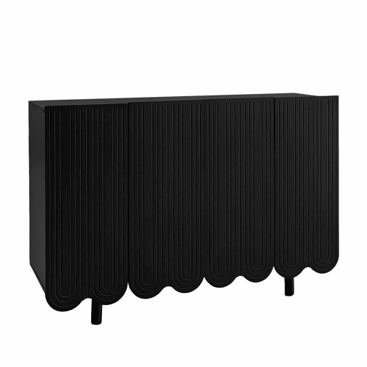 Aparador moderno - 4 portas em U com prateleiras - Preto