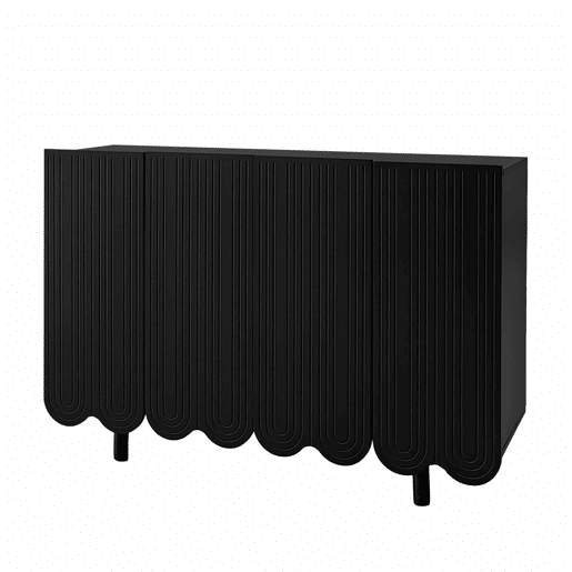 Aparador moderno - 4 portas em U com prateleiras - Preto