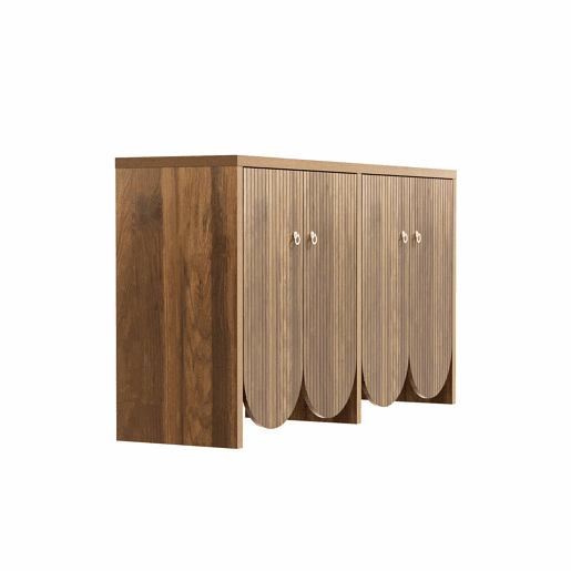 Aparador elegante 147x40x80 cm - 4 portas, prateleiras ajustáveis, puxadores de alumínio - Madeira