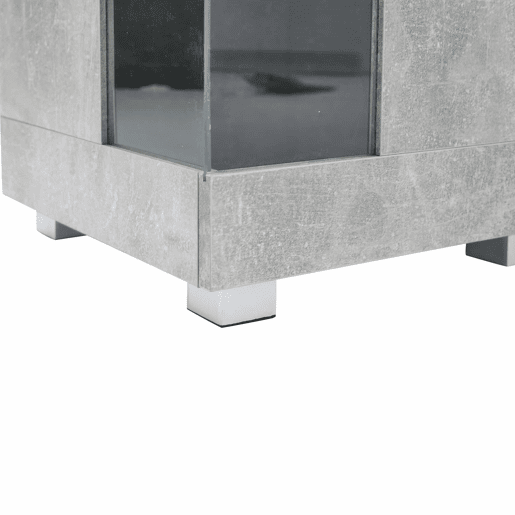 Mesa auxiliar 140x40x70cm - Aparador de alto brilho com luz LED, 3 compartimentos, vidro temperado - Cinza cimento