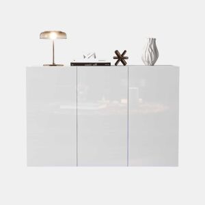 Aparador 120x40x75 cm - Aberto e fechado, com luz LED na base - Branco