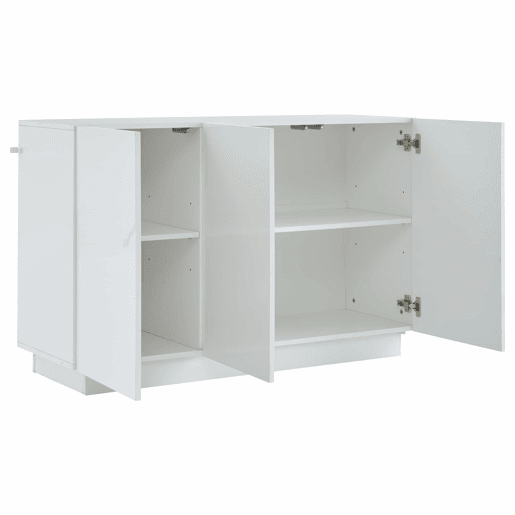 Aparador 120x40x75 cm - Aberto e fechado, com luz LED na base - Branco