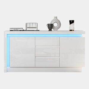 Aparador 140x35x72 cm - Cômoda com 3 gavetas e 2 portas - Branco