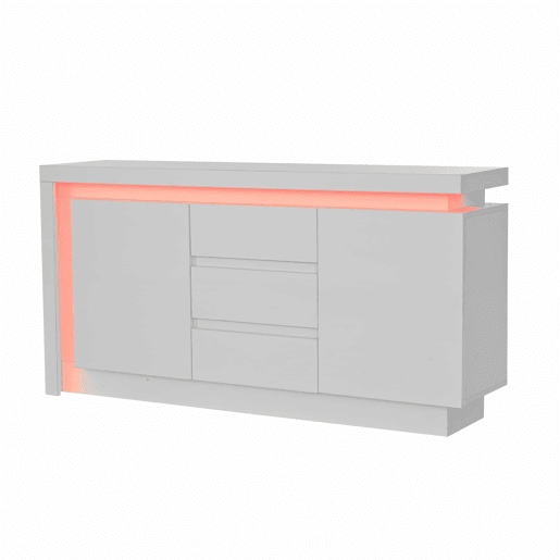 Aparador 140x35x72 cm - CĂ´moda com 3 gavetas e 2 portas - Branco Aparador 140x35x72 cm - CĂ´moda com 3 gavetas e 2 portas - Branco