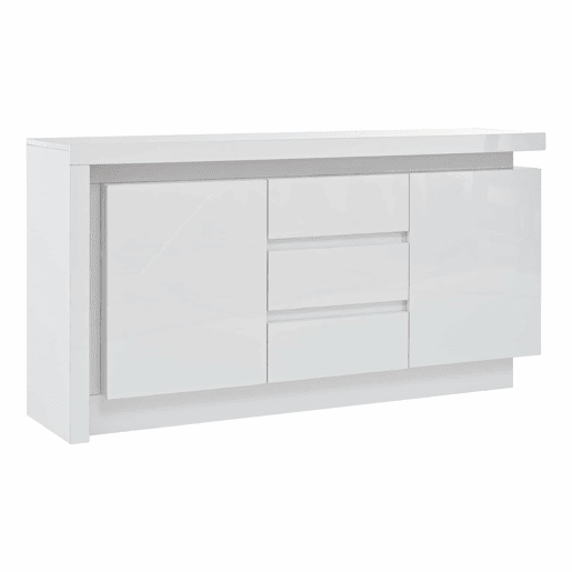 Aparador 140x35x72 cm - CĂ´moda com 3 gavetas e 2 portas - Branco Aparador 140x35x72 cm - CĂ´moda com 3 gavetas e 2 portas - Branco