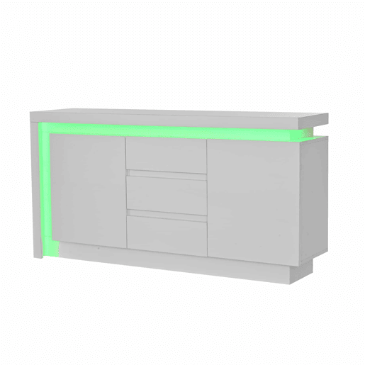 Aparador 140x35x72 cm - CĂ´moda com 3 gavetas e 2 portas - Branco Aparador 140x35x72 cm - CĂ´moda com 3 gavetas e 2 portas - Branco