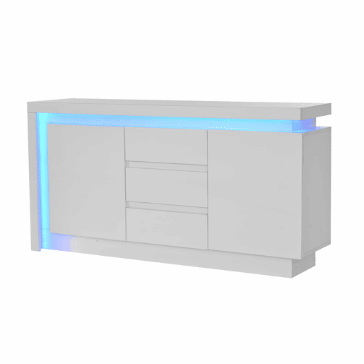 Aparador 140x35x72 cm - CĂ´moda com 3 gavetas e 2 portas - Branco Aparador 140x35x72 cm - CĂ´moda com 3 gavetas e 2 portas - Branco