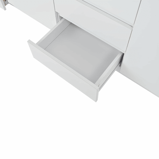 Aparador 140x35x72 cm - CĂ´moda com 3 gavetas e 2 portas - Branco Aparador 140x35x72 cm - CĂ´moda com 3 gavetas e 2 portas - Branco