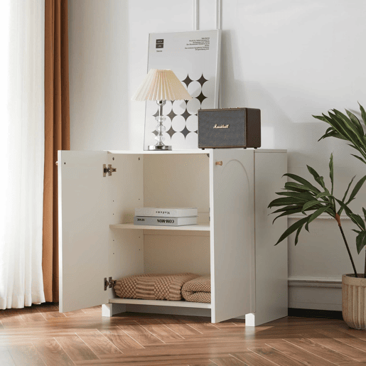 Aparador 80x40x80 cm - 2 portas, Highboard, Standschrank - Branco cremoso
