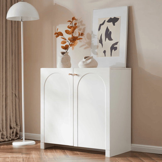 Aparador 80x40x80 cm - 2 portas, Highboard, Standschrank - Branco cremoso