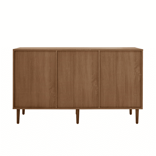 Aparador estilo rústico 130x75,5x40 cm - Portas em rattan, fecho magnético, prateleiras ajustáveis - Design elegante e versátil - Cor madeira