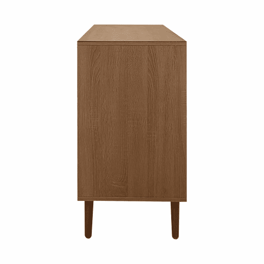 Aparador estilo rústico 130x75,5x40 cm - Portas em rattan, fecho magnético, prateleiras ajustáveis - Design elegante e versátil - Cor madeira