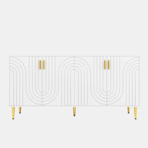 Aparador moderno - 4 portas com padrão ondulado - em MDF - Branco