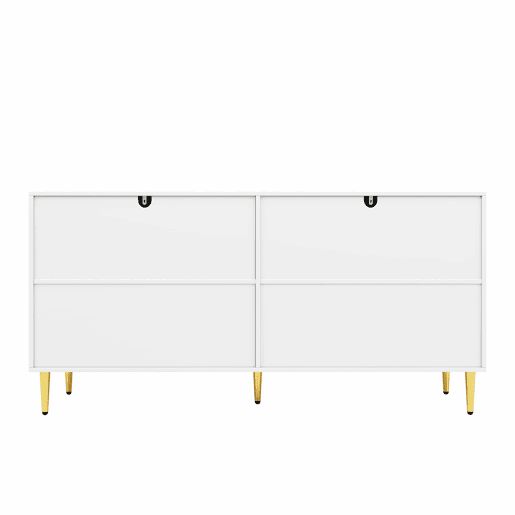 Aparador moderno - 4 portas com padrão ondulado - em MDF - Branco
