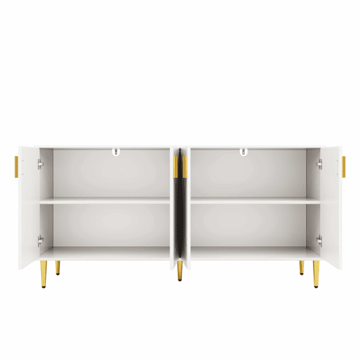Aparador moderno - 4 portas com padrão ondulado - em MDF - Branco