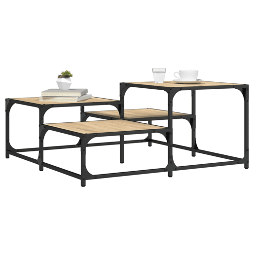 Mesa de Centro, Mesa baixa, 87,5x87,5x40cm derivados madeira carvalho sonoma