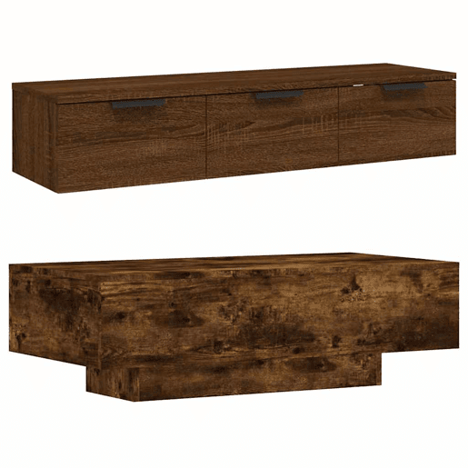 Mesa de Centro, Mesa baixa, 100x49,5x31 cm derivados madeira carvalho fumado