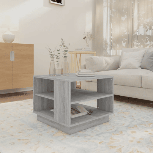 Mesa de Centro, Mesa baixa, 55x55x43 cm derivados de madeira cinza sonoma