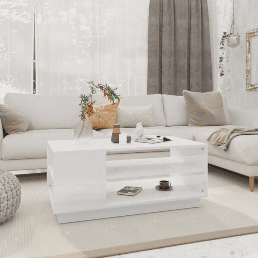 Mesa de Centro, Mesa baixa, 102x55x43 cm aglomerado branco