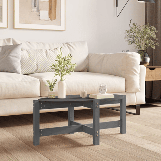 Mesa de Centro, Mesa baixa, 87x48x35 cm madeira de pinho maciça cinza