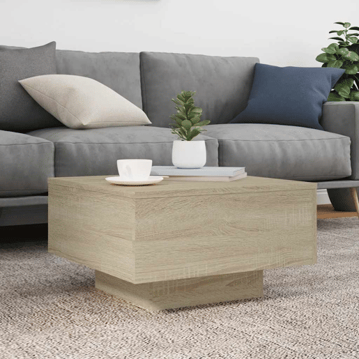 Mesa de Centro, Mesa baixa, 55x55x31 cm derivados de madeira carvalho sonoma