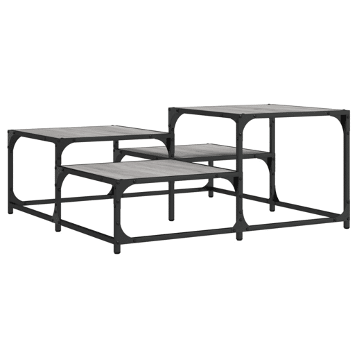 Mesa de Centro, Mesa baixa, 87,5x87,5x40cm derivados de madeira cinza sonoma