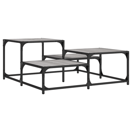 Mesa de Centro, Mesa baixa, 87,5x87,5x40cm derivados de madeira cinza sonoma