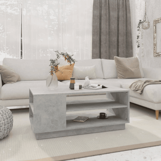 Mesa de Centro, Mesa baixa, 102x55x43 cm aglomerado cinzento cimento