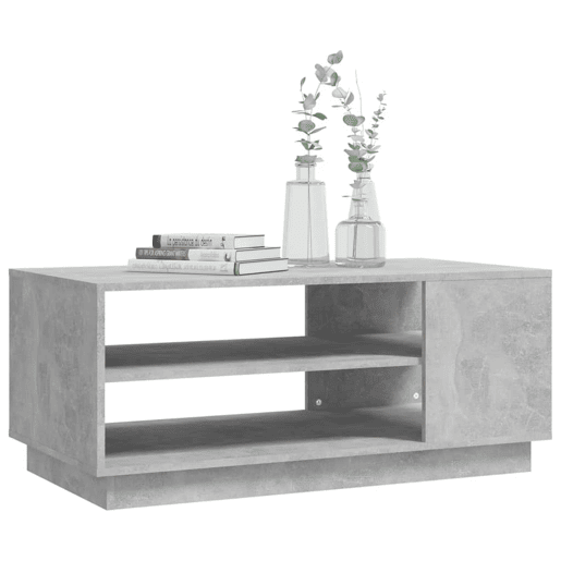Mesa de Centro, Mesa baixa, 102x55x43 cm aglomerado cinzento cimento