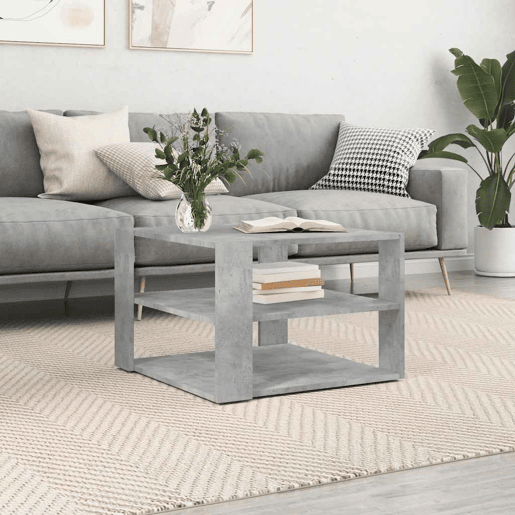 Mesa de Centro, Mesa baixa, 58x58x40 cm derivados madeira cinza-cimento