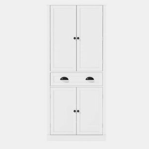 Armário de arrumação 182 cm - 4 portas, 1 gaveta, 2 portas com prateleiras, 6 compartimentos, 4 prateleiras ajustáveis - Branco