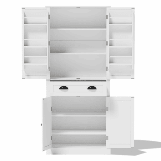Armário de arrumação 182 cm - 4 portas, 1 gaveta, 2 portas com prateleiras, 6 compartimentos, 4 prateleiras ajustáveis - Branco