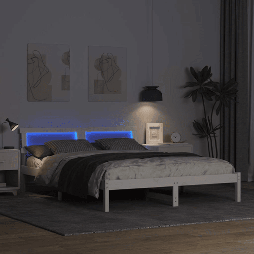 Estrutura da Cama de casal simple com cabeceira Branco 150 x 200 cm