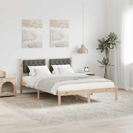 Estrutura da Cama de casal simple com cabeceira Cinza Escuro 140 x 200 cm